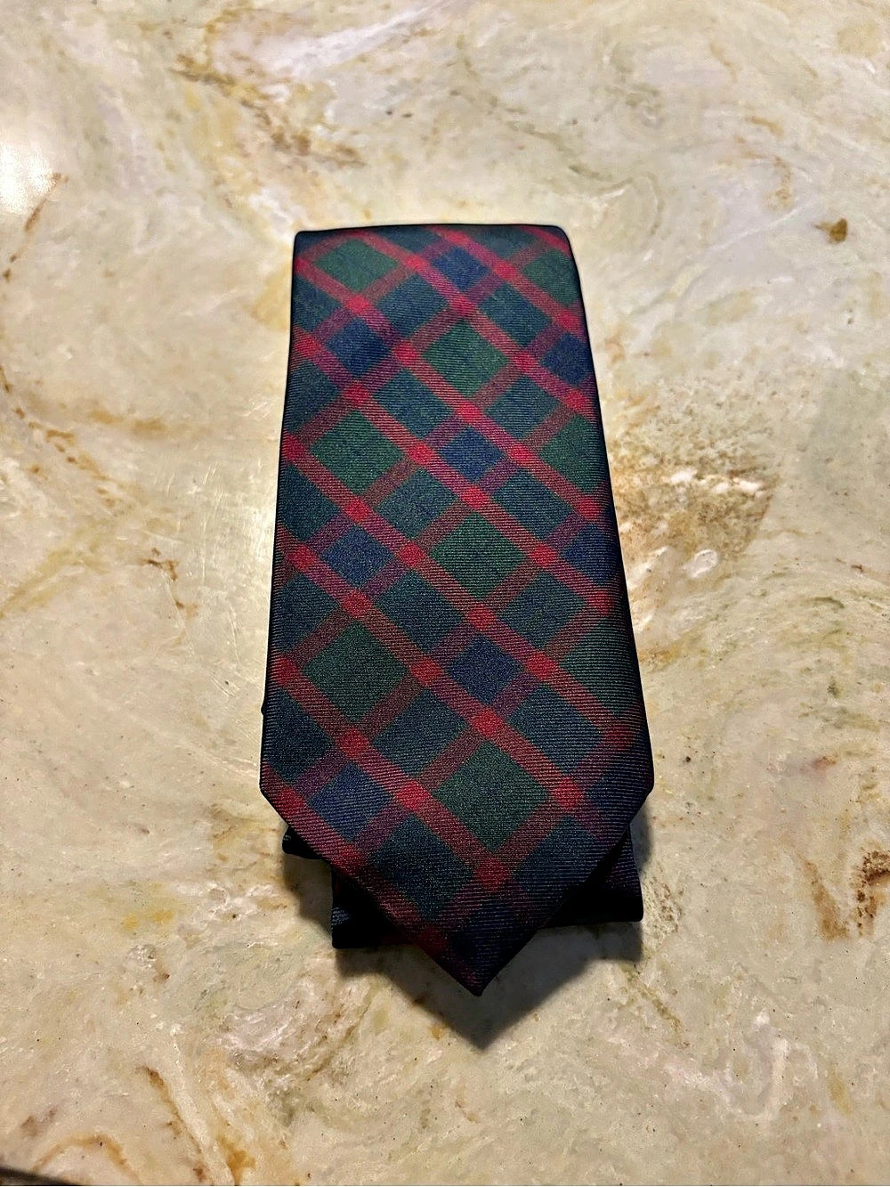 Neiman Marcus Plaid Silk Tie in Blue & Red